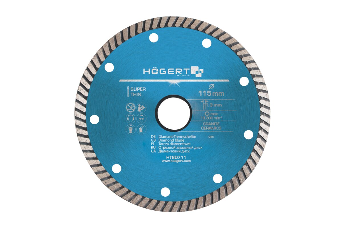 HOEGERT Диск отрезной алмазный супертонкий 115 х 1,3 х 22,2 мм