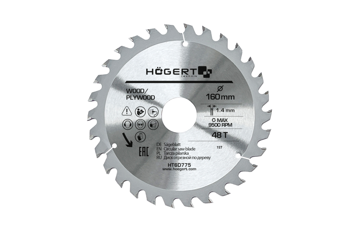 HOEGERT Диск пильный по дереву 160x48Tx30, Mn65