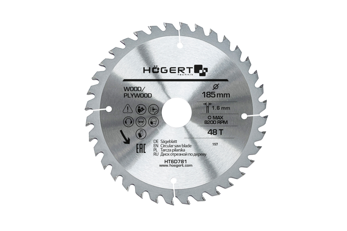 HOEGERT Диск пильный по дереву 185x48Tx30, Mn65